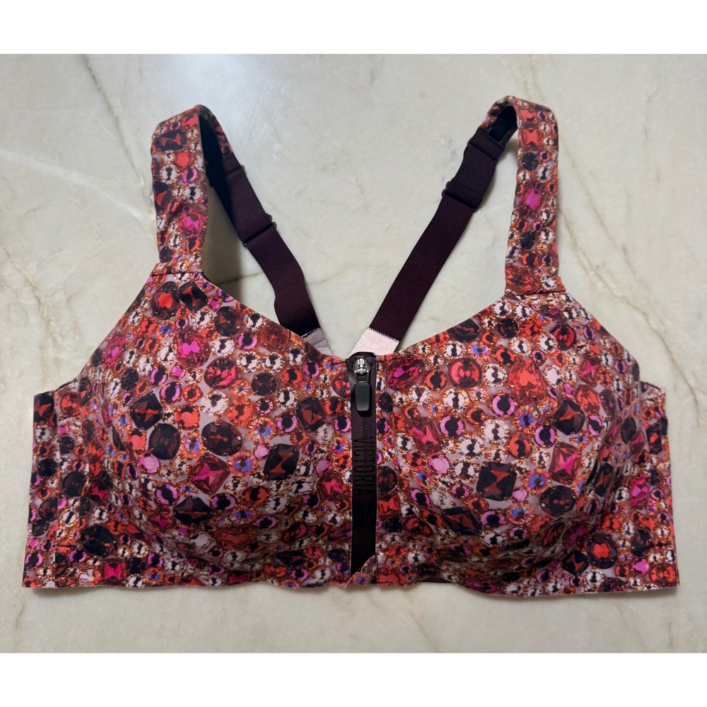 Victoria Sport Incredible Knockout Max Front Zip Sports Bra Jewel Print 38D #146
